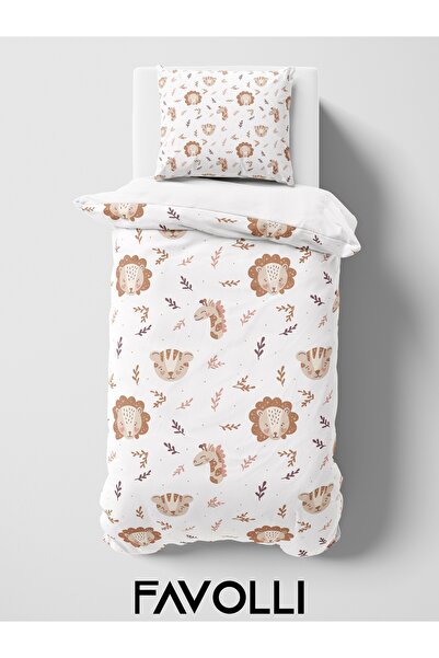 FAVOLLİ Cute Animals Sleeping Friend Single High Quality Duvet Cover Set