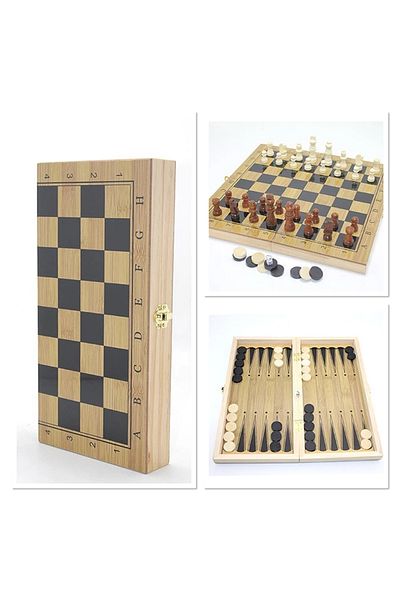MR RZN STORE Wooden Chess Set Alk4244