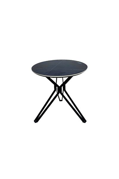 homejoyz Round Dining Table with Marble Finish Top - black - 75x70 cm