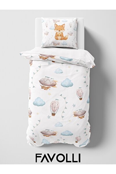 FAVOLLİ Sleepy Night Fox Single High Quality Duvet Cover Set