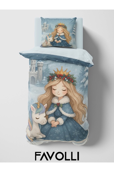 FAVOLLİ Princess's Winter Adventure Single High Quality Duvet Cover Set