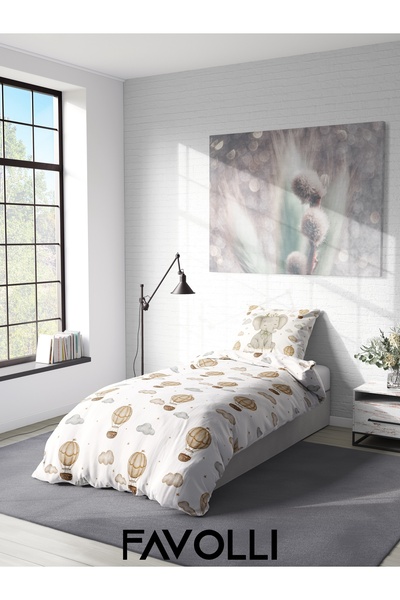 FAVOLLİ Sleepy Elephant Balloon Tale Single High Quality Duvet Cover Set