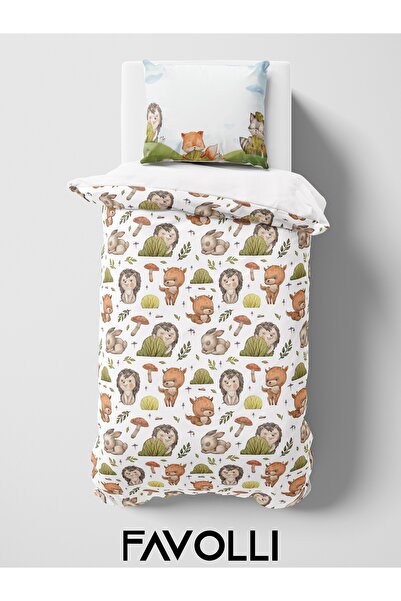 FAVOLLİ Cute Animals in Nature Single High Quality Duvet Cover Set