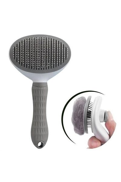 PRATİKOBA Bfs Cat Dog Hair Collector Self Cleaning Ergonomic Comfortable Pet Comb Gray