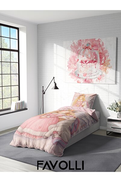 FAVOLLİ Princess's Pink World Single High Quality Duvet Cover Set