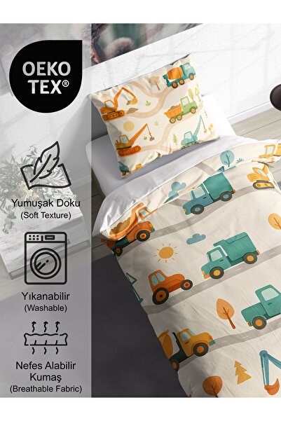 FAVOLLİ Cute World of Cars Single High Quality Duvet Cover Set