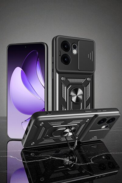Hatreds Oppo Reno 13F 5G Uyumlu Kılıf Magnetik Standlı Kamera Korumalı Sürgül...