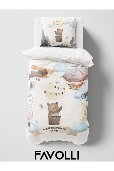 FAVOLLİ Adventurer Bear Single High Quality Duvet Cover Set