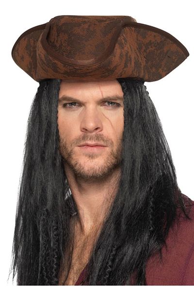Toptan Bulurum Καπέλο πειρατής Captain με μαύρα μαλλιά