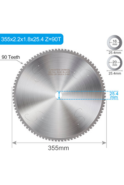 Choice4 شفرة قطع المعادن XCAN 355×2.2×1.8×25.4×90T، شفرة منشار دائري 355 مم ل...