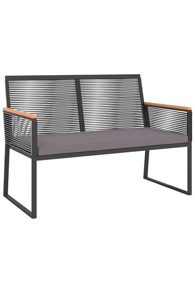 vidaxl 4 Piece Garden Lounge Set with Cushions Black Steel