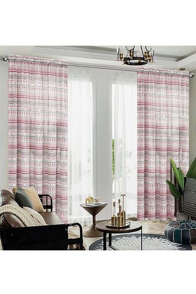 COOYA Blue Green Red Striped Blackout Curtain,1-Piece Simple Design,140x260cm