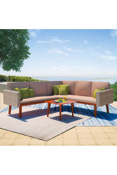 vidaxl 4 Piece Garden Lounge Set with Cushions Poly Rattan Gray