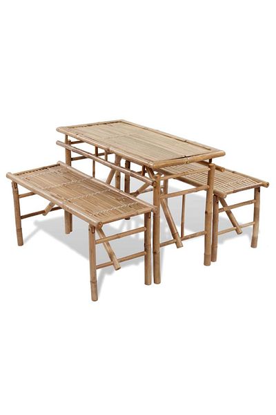 vidaxl Beer Table with 2 Benches 100 cm Bamboo