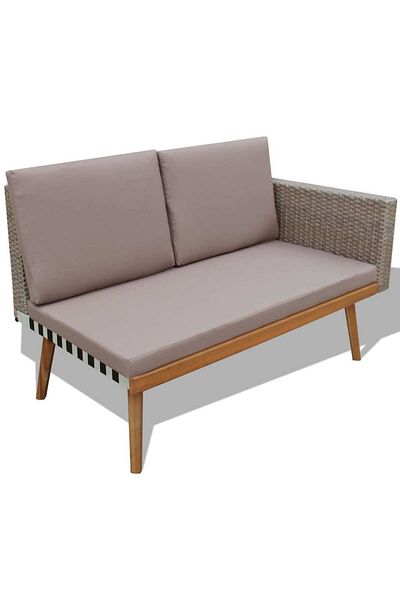 vidaxl 4 Piece Garden Lounge Set with Cushions Poly Rattan Gray