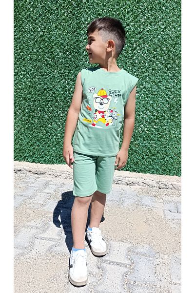siyalife Boy's Soft Textured Compact Fabric Sleeveless Summer T-Shirt and Shorts Set