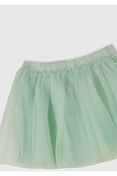 United Colors of Benetton Fusta plisată cu talie elastică cu detaliu din tul verde apă pentru fetiță