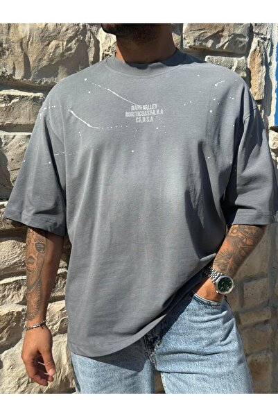 SCSARVİN NAPA Baskılı Fırça Darbeli Oversize T-SHIRT PNC 8129