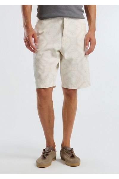 United Colors of Benetton Men's White 100% Cotton Patterned Regular Fit Bermuda Shorts