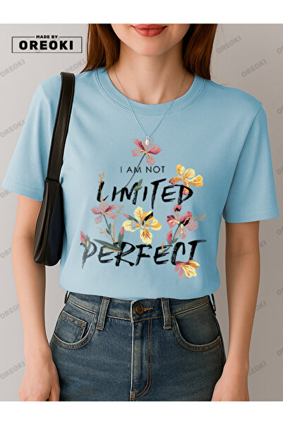 EFFRENATU تي شيرت بناتي من القطن المطبوع باللون الأزرق الفاتح من I'm Perfect