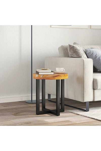 vidaxl Coffee Table 40x45 cm Solid Teak Wood and Polyresin