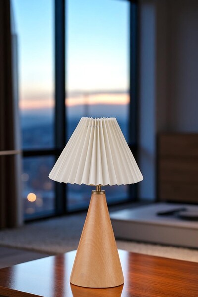 Lumexx JUNO NATUREL PİLELİ KREM ABAJURLU MASA LAMBASI