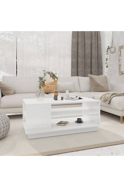 vidaxl Coffee Table High Gloss White 102x55x43 cm Engineered Wood