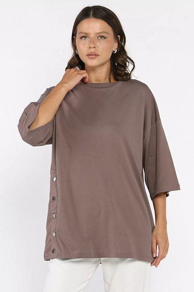 GÜLSELİ Μπλουζάκι Mink Side Snap Oversize (Συμβατό με S-m-l-xl)