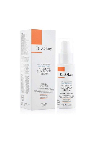 dr.okay Intense Anti-Pigmentation Sunscreen Cream with Blue Light Filter, SPF 50+ UVA/UVB