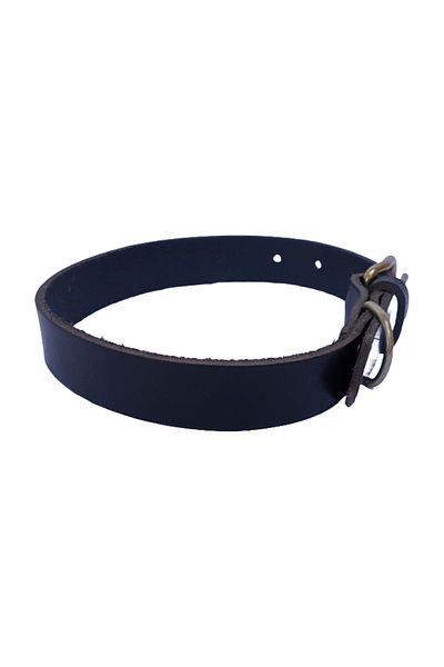 OEM Zgardă pentru câini, piele naturală neagră 60 x 2,5 cm, reglabilă 39-49 cm