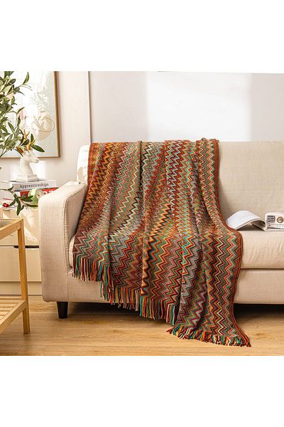 COOYA Fall Blanket for Couch,Soft Knitted Farmhouse Bed Throw,Cozy Lightweight Blankets&Throws with Tassel
