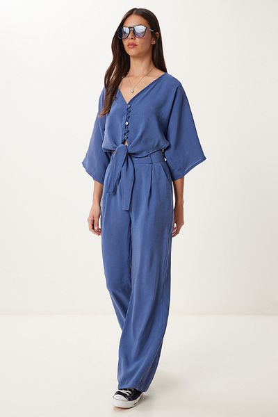 Lovelyİstanbul Modal Blouse Pants Set Hbv0008 Indigo Blue 38