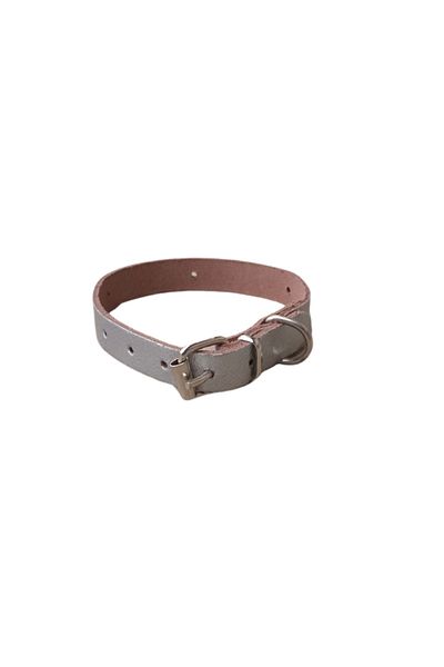 OEM Zgardă din piele naturală argintie, pentru câini de talie mică, 35 x 1,5 cm