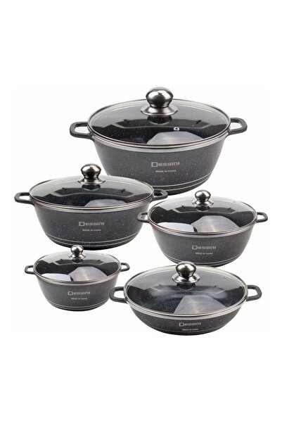 Dessini مجموعة أواني طهي جرانيت غير لاصقة من 10 قطع