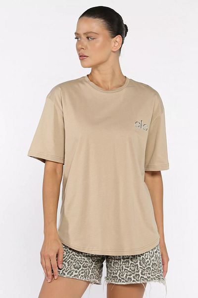 GÜLSELİ Μπεζ εμπριμέ Casual Basic T-shirt