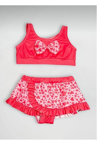 ZUZUNGA Top Bow Bottom Ruffle Hem Detail Girls Swimwear Bikini Set