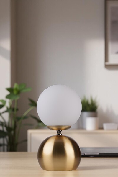 Lumexx OLİVER ESKİTME KAPLAMALI BEYAZ CAMLI MASA LAMBASI