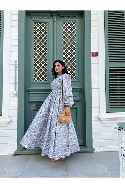 KÜÇÜĞÜM BUTİK Φόρεμα Hijab Grey Daisy Poplin Flared