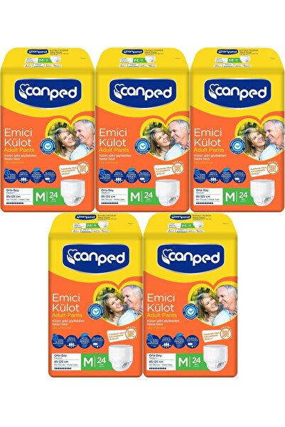 Canped حفاضات داخلية ماصة للمرضى البالغين مقاس M - متوسط ​​- متوسط ​​120 قطعة (5PK*24)