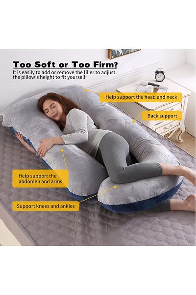 COOYA G-Shaped Pregnancy Pillow with Removable Cover, Comfortable Slumber, Gift for Pregnancy, Grey