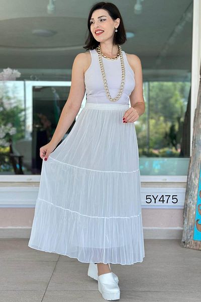 İnce Topuk 3 Layer Lined Chiffon Skirt 5Y475