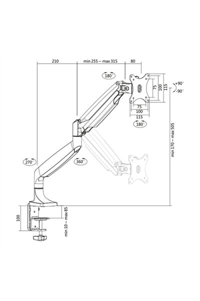 LogiLink | Uchwyt biurkowy | BP0042 | 13-32 " | Maksymalna waga (udźwig) 9 kg | Srebrny