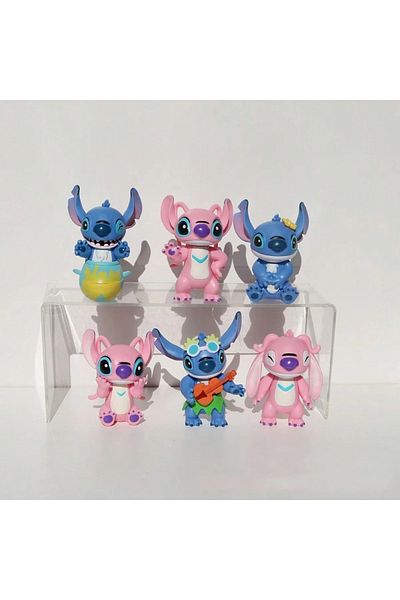 Toybox 6-Piece Stitch Action Figure Set, Lilo and Stitch Model Statue Figure Toy, Cartoons