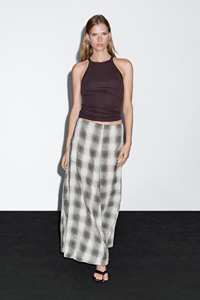 Massimo Dutti Uzun kareli A kesim etek