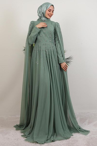 GİYZAMİLA Mina Beaded Evening Dress Mint