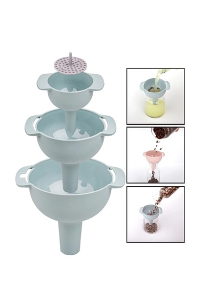 VİALEX Multi Functional Strainer Funnel Set 3 Pieces