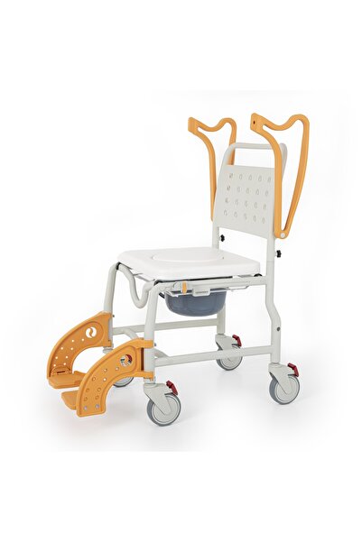 Comfort Plus Banyo Tuvalet Sandalyesi Turuncu |Soft Minderli,4 Frenli Teker,P...