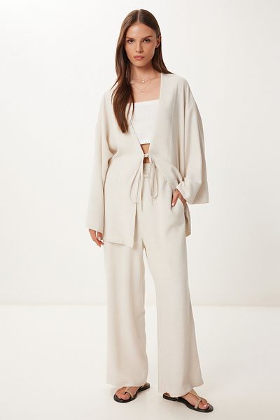 Lovelyİstanbul Linen Bottom-Top Set with Tie Detail