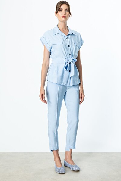 Ekol Bluză de damă cu talie cu nasturi 3330