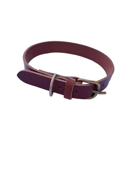 OEM Zgardă pentru câini, piele naturală maro închis 60 x 2,5 cm, reglabilă 39-49 cm
